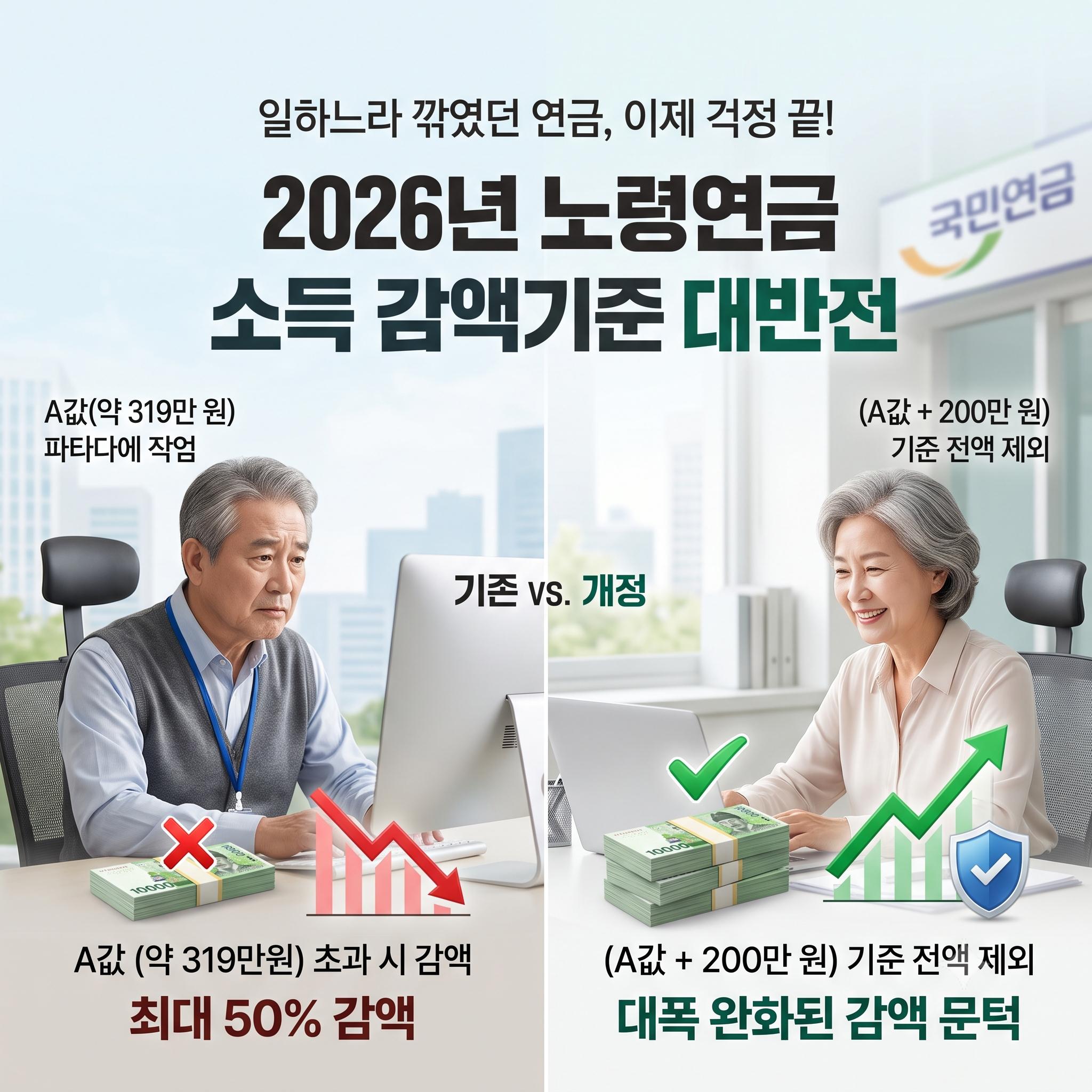 "노후에 월 519만원 벌어도 연금 안 깎여요!" - 2026 노령연금 감액기준 상향 조정! (달라지는 점, 환급 방법 등)