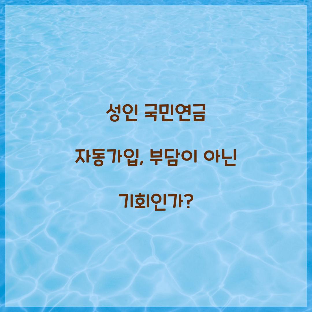 성인 국민연금 자동가입