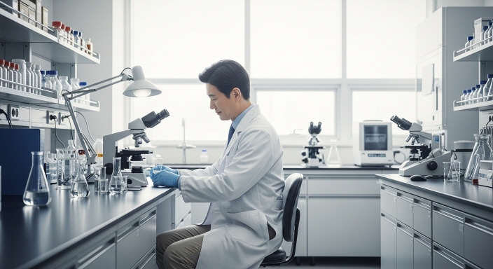 실험실에서 연구 중인 과학자