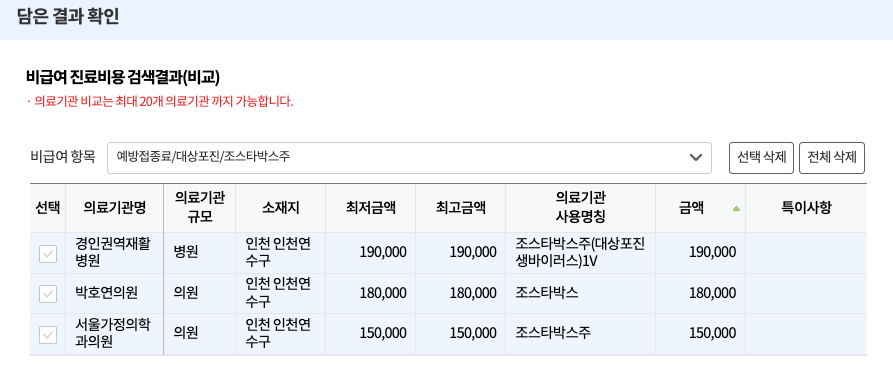 비급여 진료비용 검색 사이트