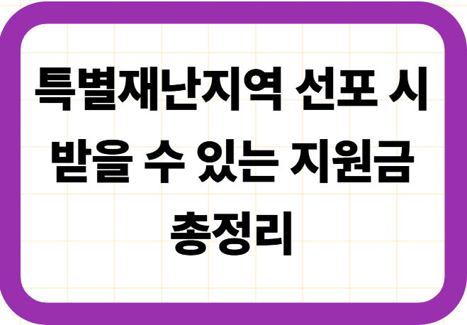 특별재난지역 선포 시 받을 수 있는 지원금 총정리