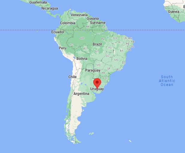 우루과이 지도 상 위치