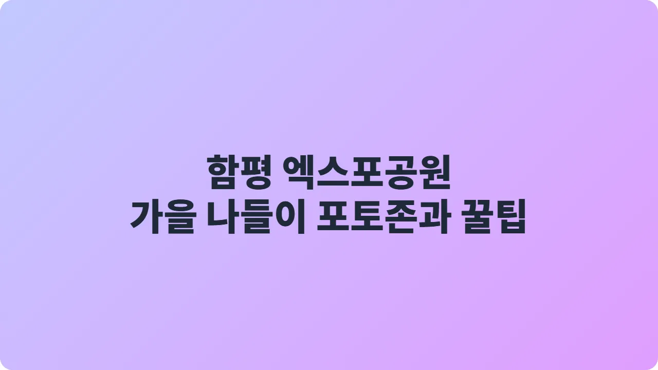함평 엑스포공원 가을 나들이 포토존과 꿀팁
