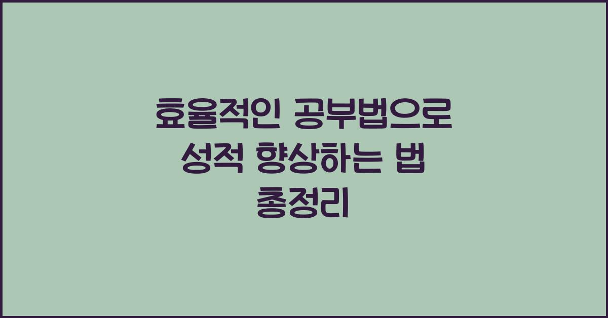 효율적인 공부법