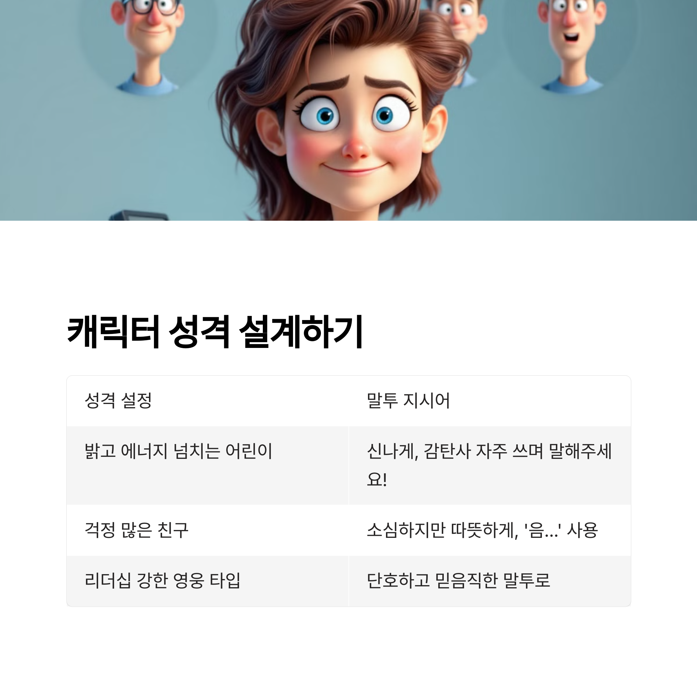 말투부터 성격까지 캐릭터 설계