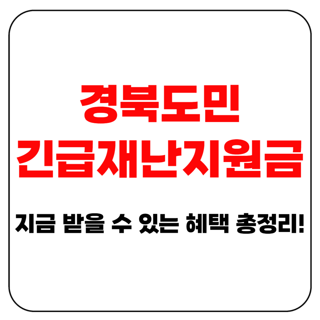 경북도민 긴급재난지원금, 지금 받을 수 있는 혜택 총정리!