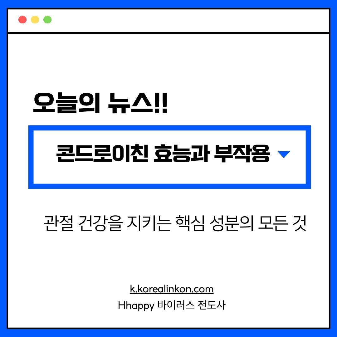 콘드로이친 효능과 부작용 관절 건강을 지키는 핵심 성분의 모든 것