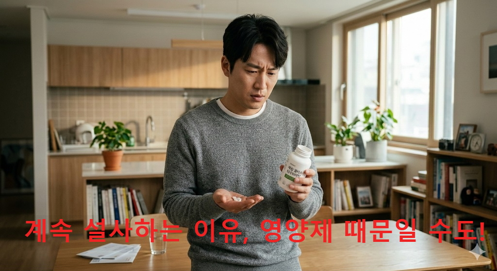 마그네슘 영양제 복용량을 고민하는 모습