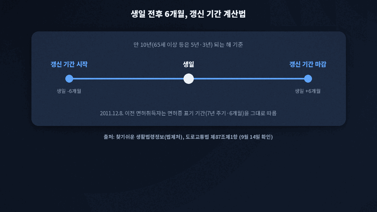 운전면허 갱신 기간 생일 전후 6개월 계산법