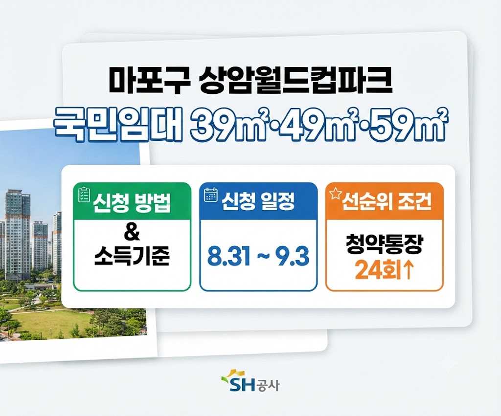 상암월드컵파크 국민임대주택 신청 방법 및 자격과 일정