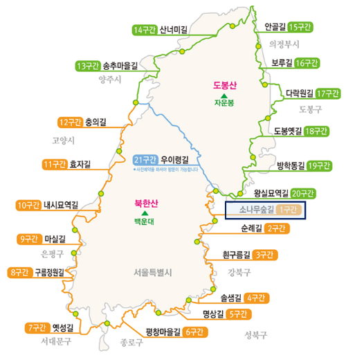 북한산 둘레길 소나무숲길