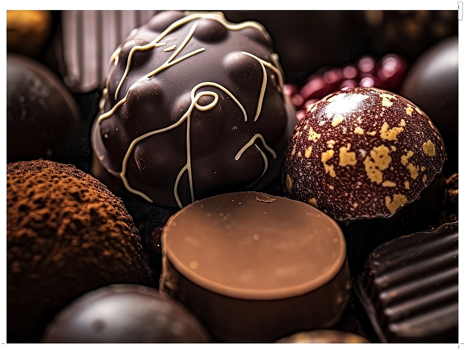 가득 쌓인 초콜릿의 모습