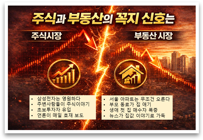 주식 및 부동산 시장의 과열 신호 비교표: 삼성전자와 서울 아파트 사례