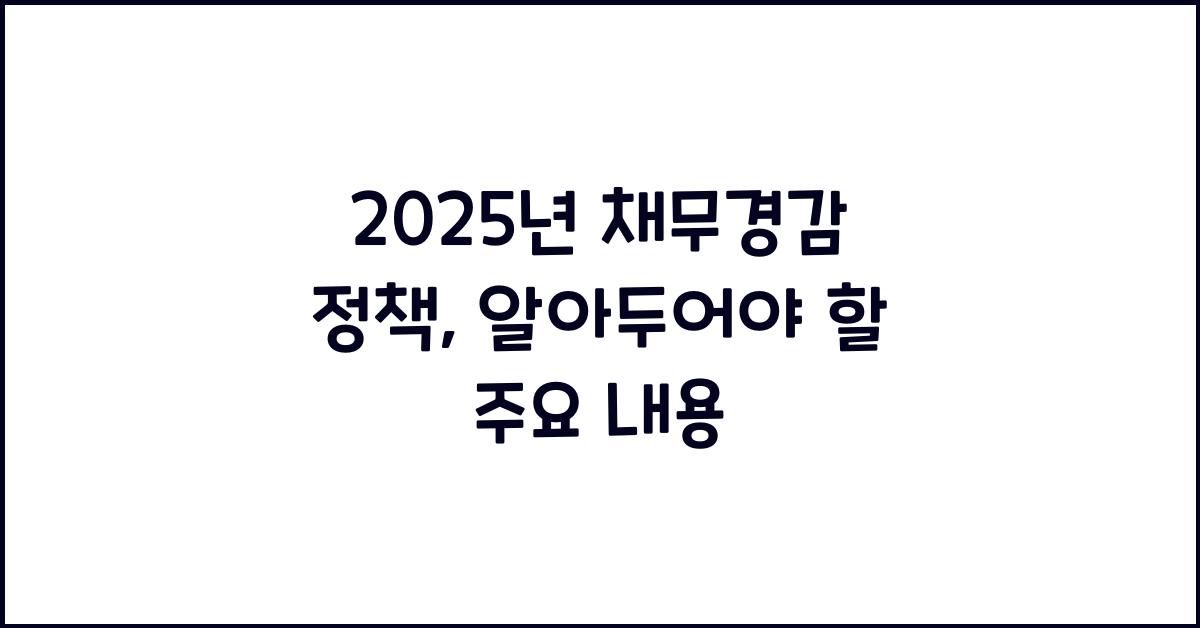 2025년 채무경감 정책