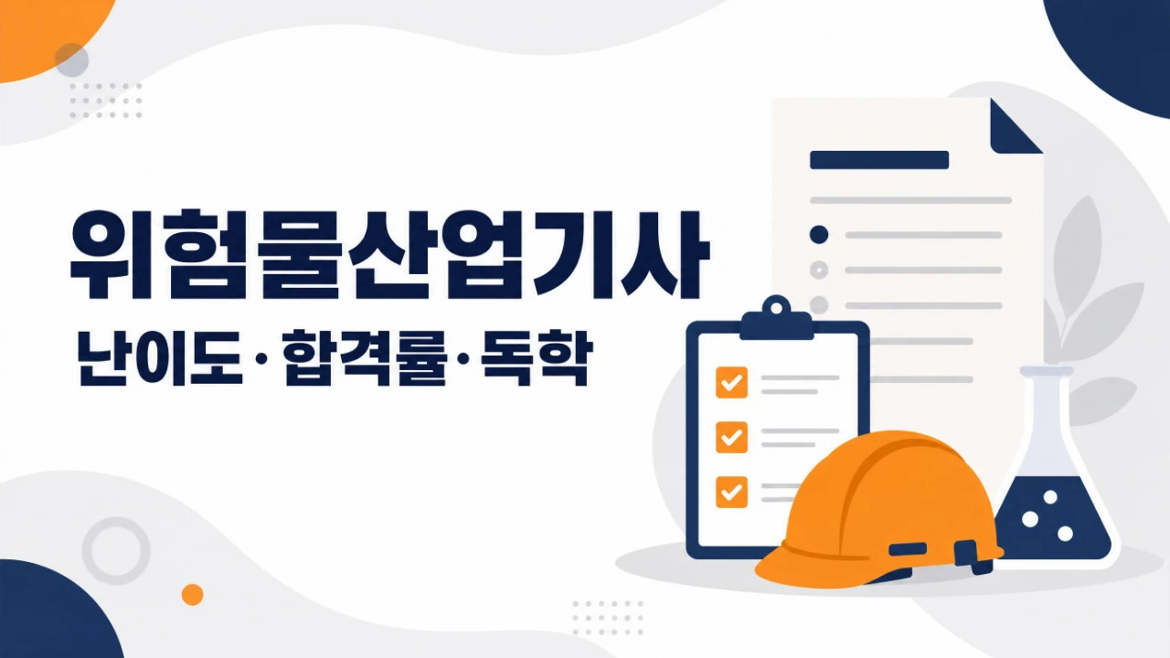 위험물산업기사 난이도와 합격률 독학 가능 여부를 정리한 이미지