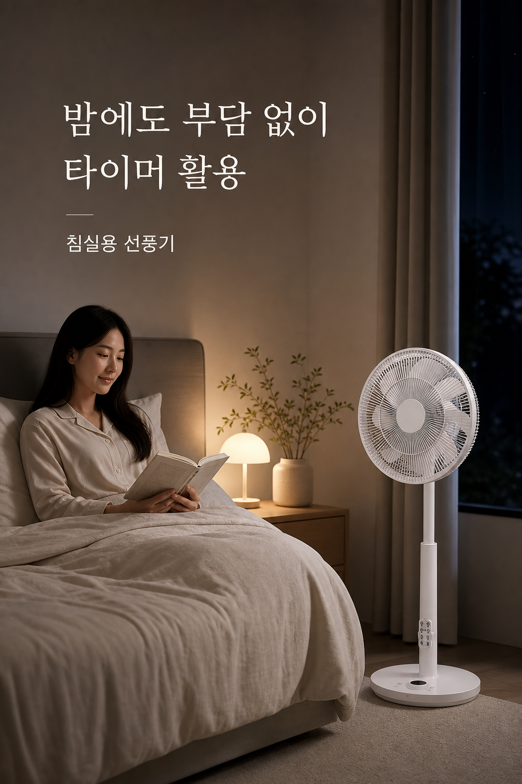 침실에서 조용한 바람으로 사용하는 BLDC 스탠드 선풍기