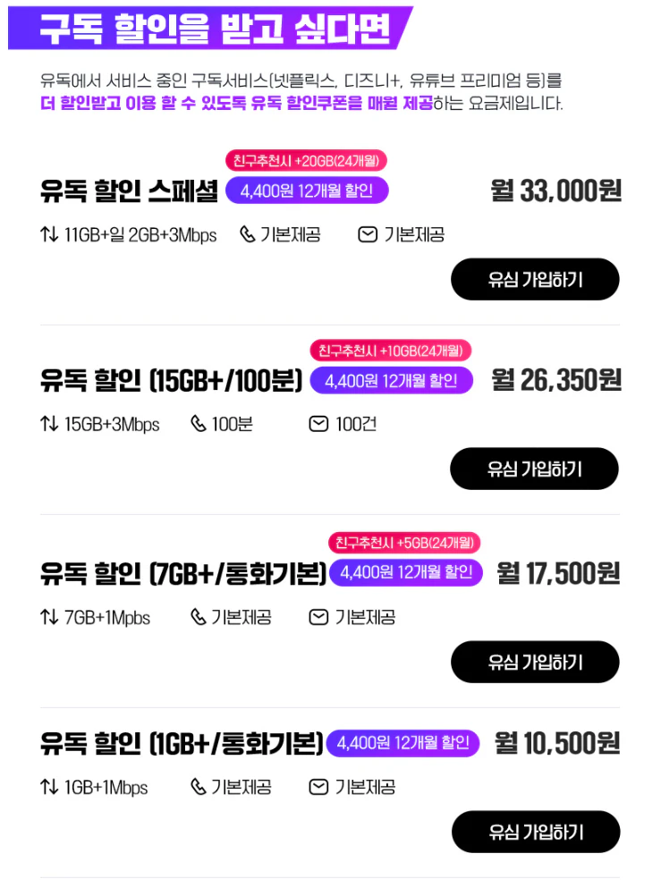 유모바일 요금제