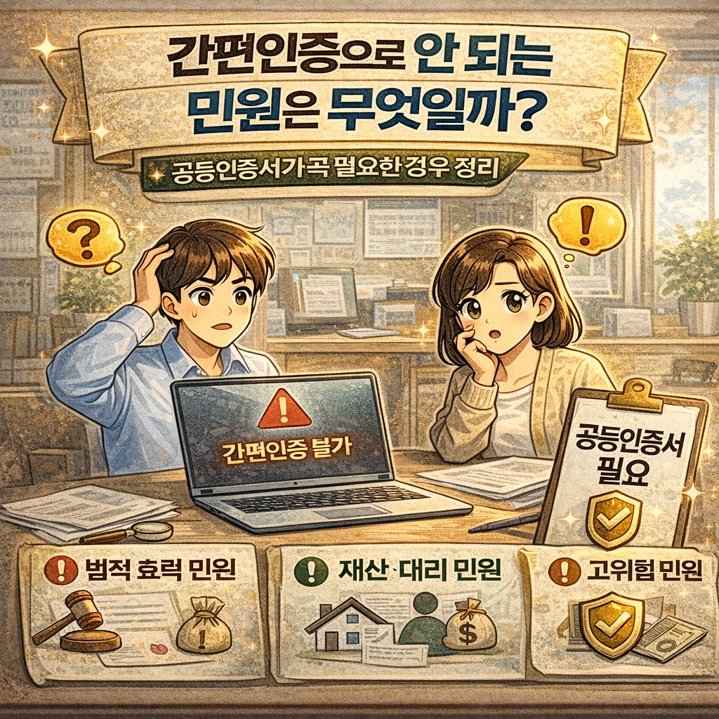 간편인증으로 안 되는 민원은 무엇일까?