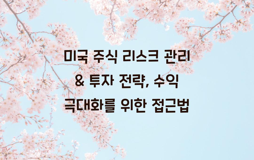 미국 주식 리스크 관리 & 투자 전략