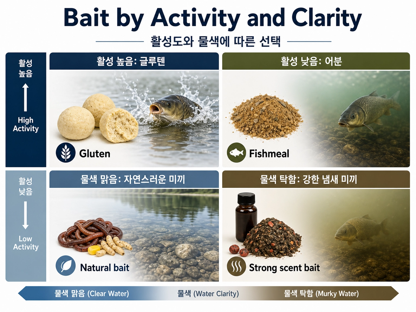 활성도와 물색에 따른 선택