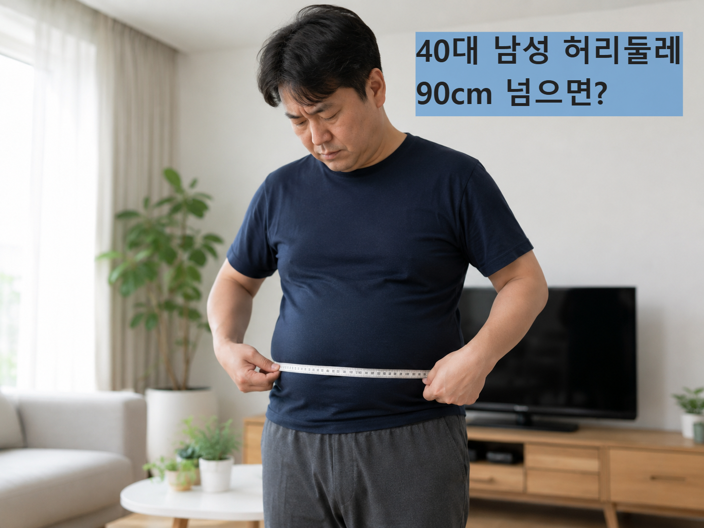 40대 남성 허리둘레 90cm 복부비만 기준을 설명하는 이미지