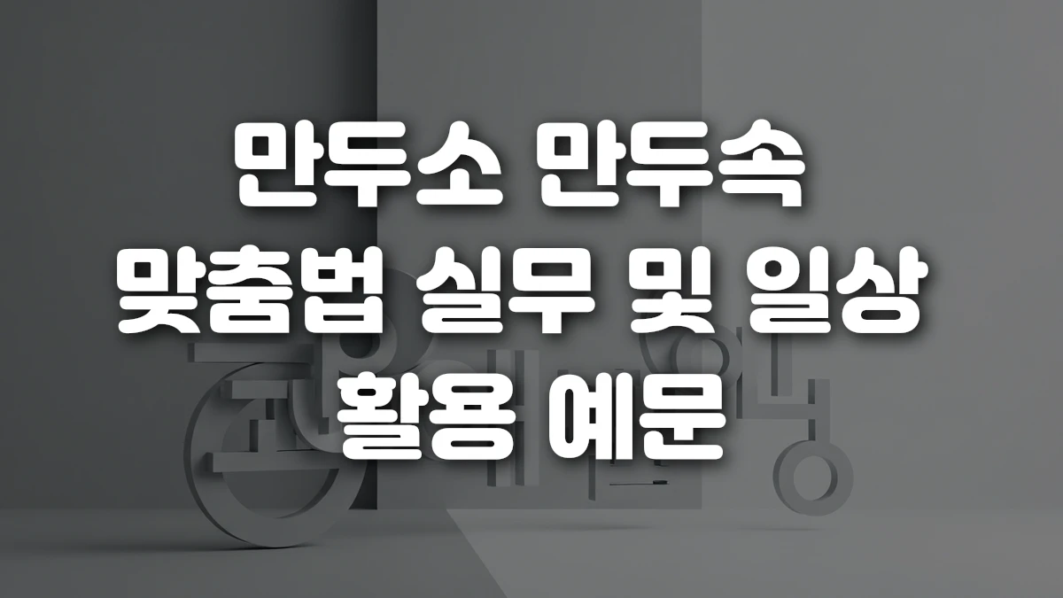 만두소 만두속 맞춤법 실무 및 일상 활용 예문