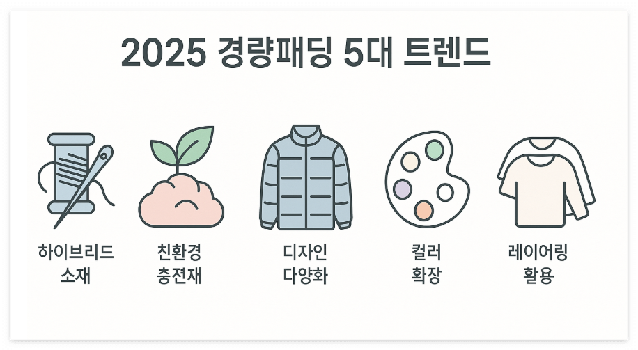 2025 경량패딩 5대 트렌드 인포그래픽