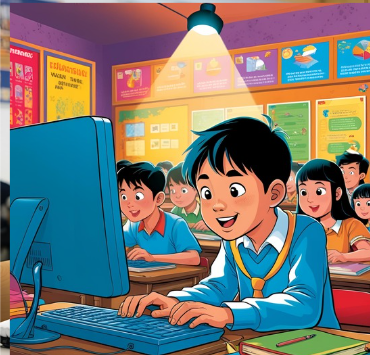 교실에서 AI 학습중인 학생