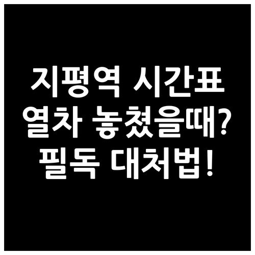 지평역 경의중앙선 시간표와 열차 놓쳤..