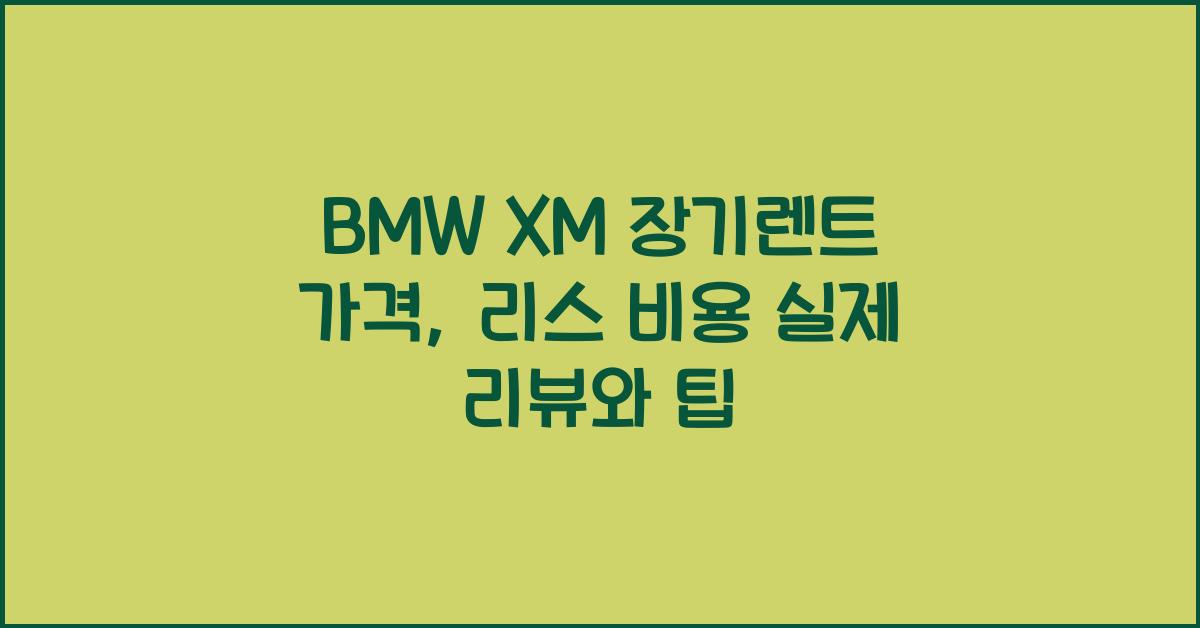 BMW XM 장기렌트 가격, 리스 비용