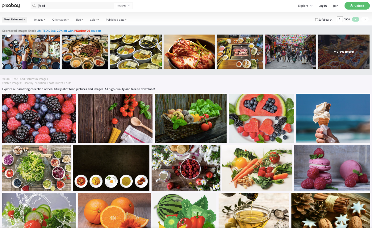 픽사베이 홈화면