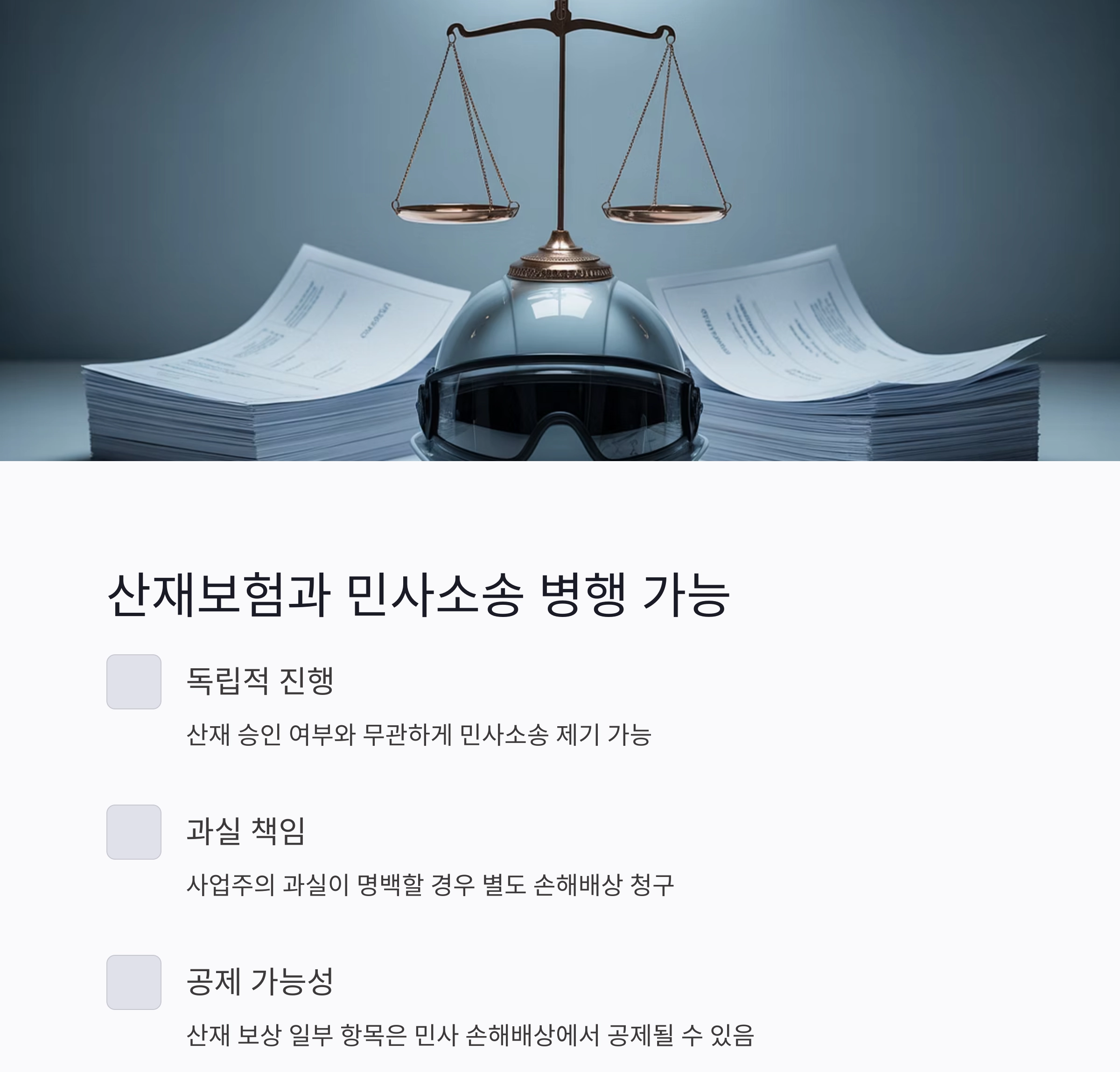 산재보험으로 끝나지 않는다? 민사소송 병행 가능성 총정리
