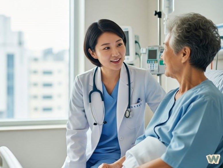 의사와 환자가 병원에서 건강보험 상담을 나누고 있는 모습 - 삼성화재, 현대해상, 메리츠화재 건강보험 비교 가이드 via Gemini