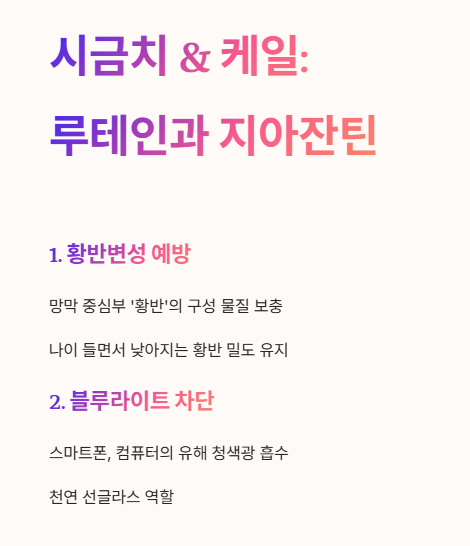 눈에 좋은 음식 : 시금치&amp;#44; 케일