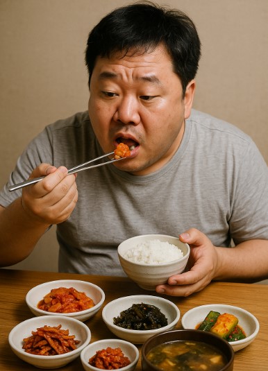 저녁식사하는남성