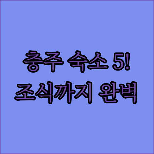 충주 숙소 추천 베스트 5 위치부터 ..