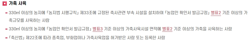 가축 사육 면적 및 기준 안내