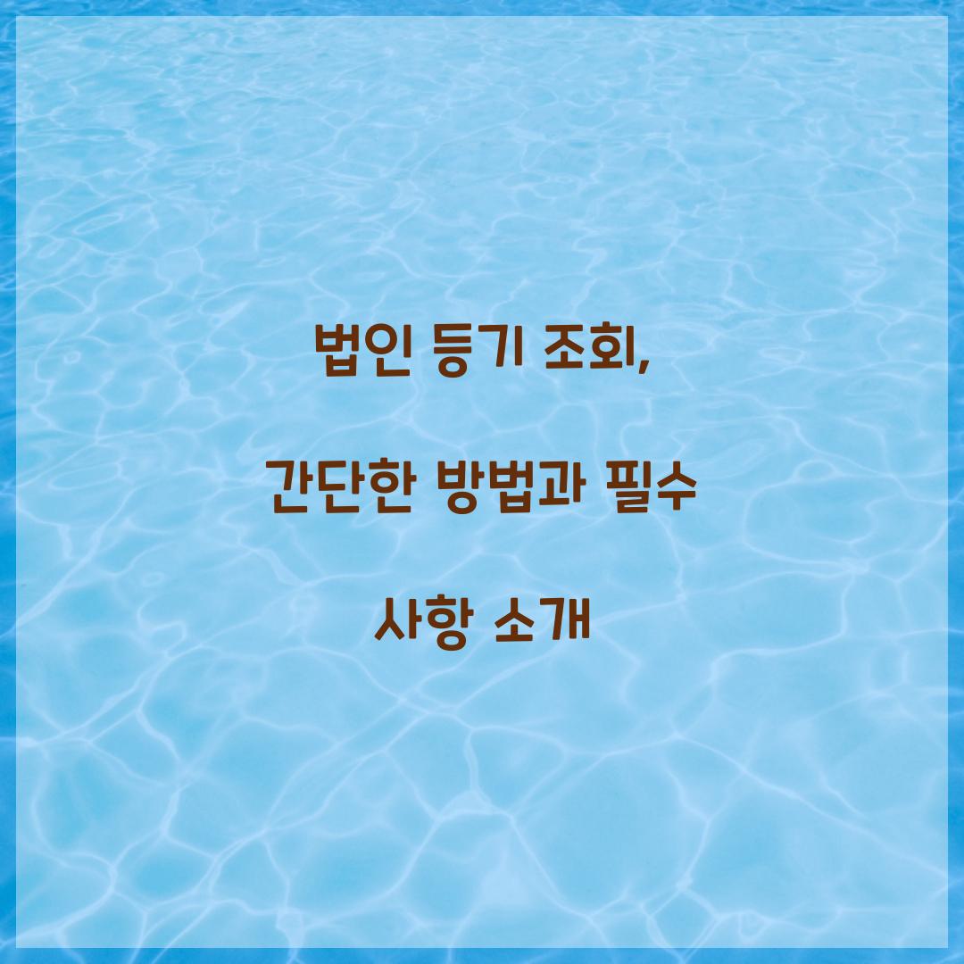 법인 등기 조회