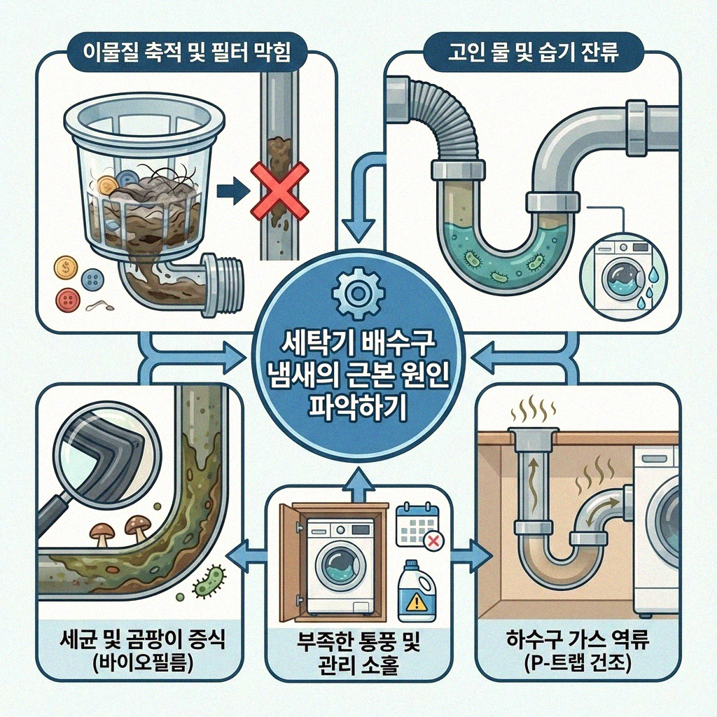 세탁기 배수구 냄새 역류 막는 방법 완벽 정리