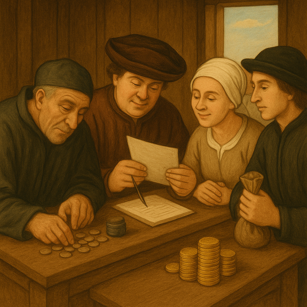 은행에서 거래하는 네델란드 상인