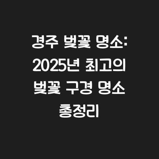 경주 벚꽃 명소: 2025년 최고의 벚꽃 구경 명소 총정리 대표 이미지