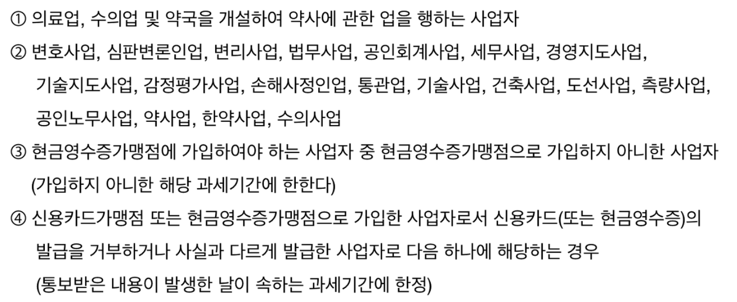 단순경비율 적용 배제 사업자의 종류
