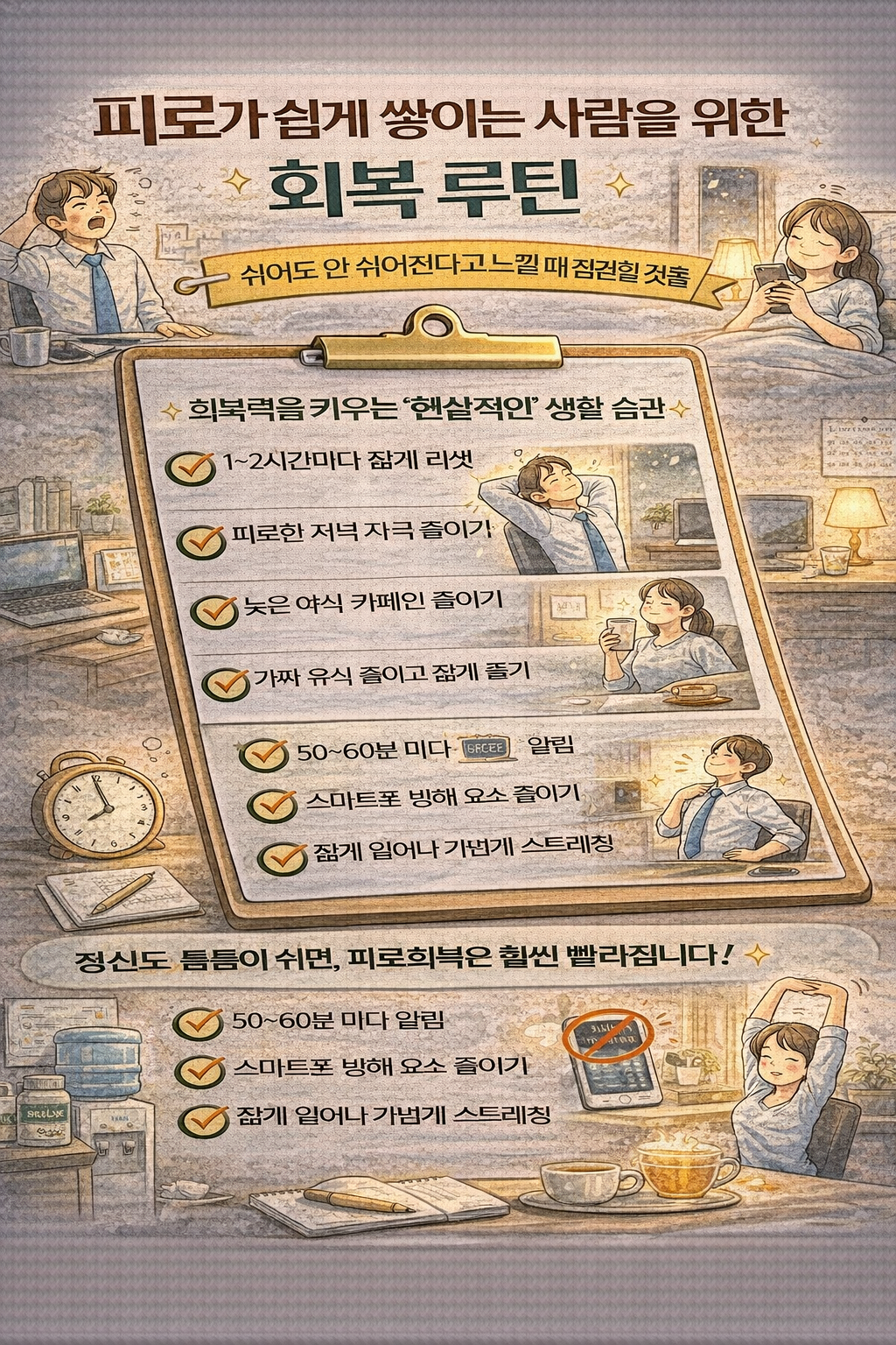 피로가 쉽게 쌓이는 사람을 위한 회복 루틴, 쉬어도 안 쉬어진다고 느낄 때 점검할 것들