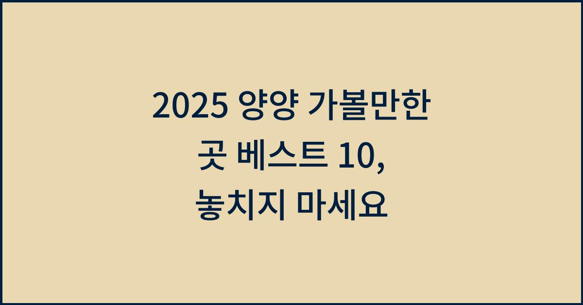 2025 양양 가볼만한 곳 베스트 10