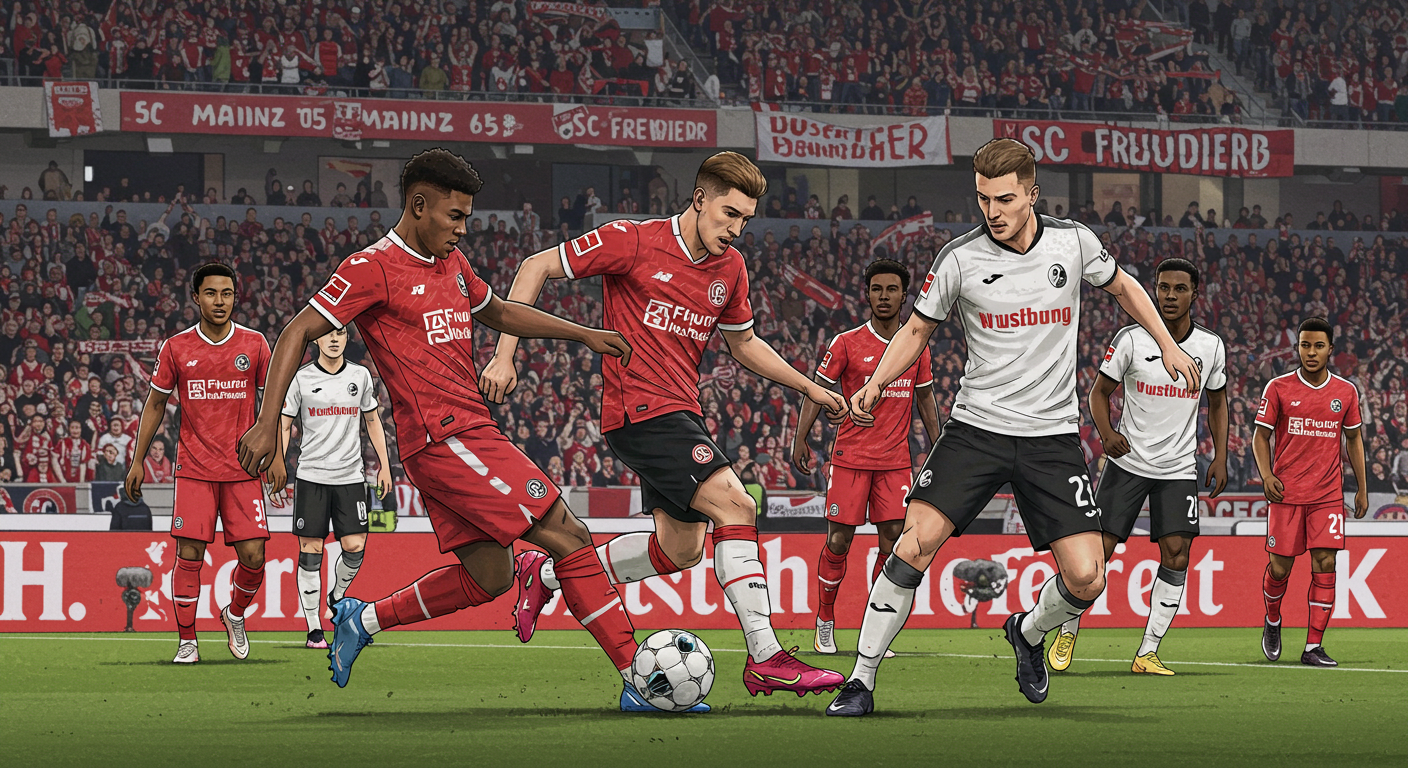 마인츠05와 sc프라이부르크의 생동감 있는 축구 경기 현장