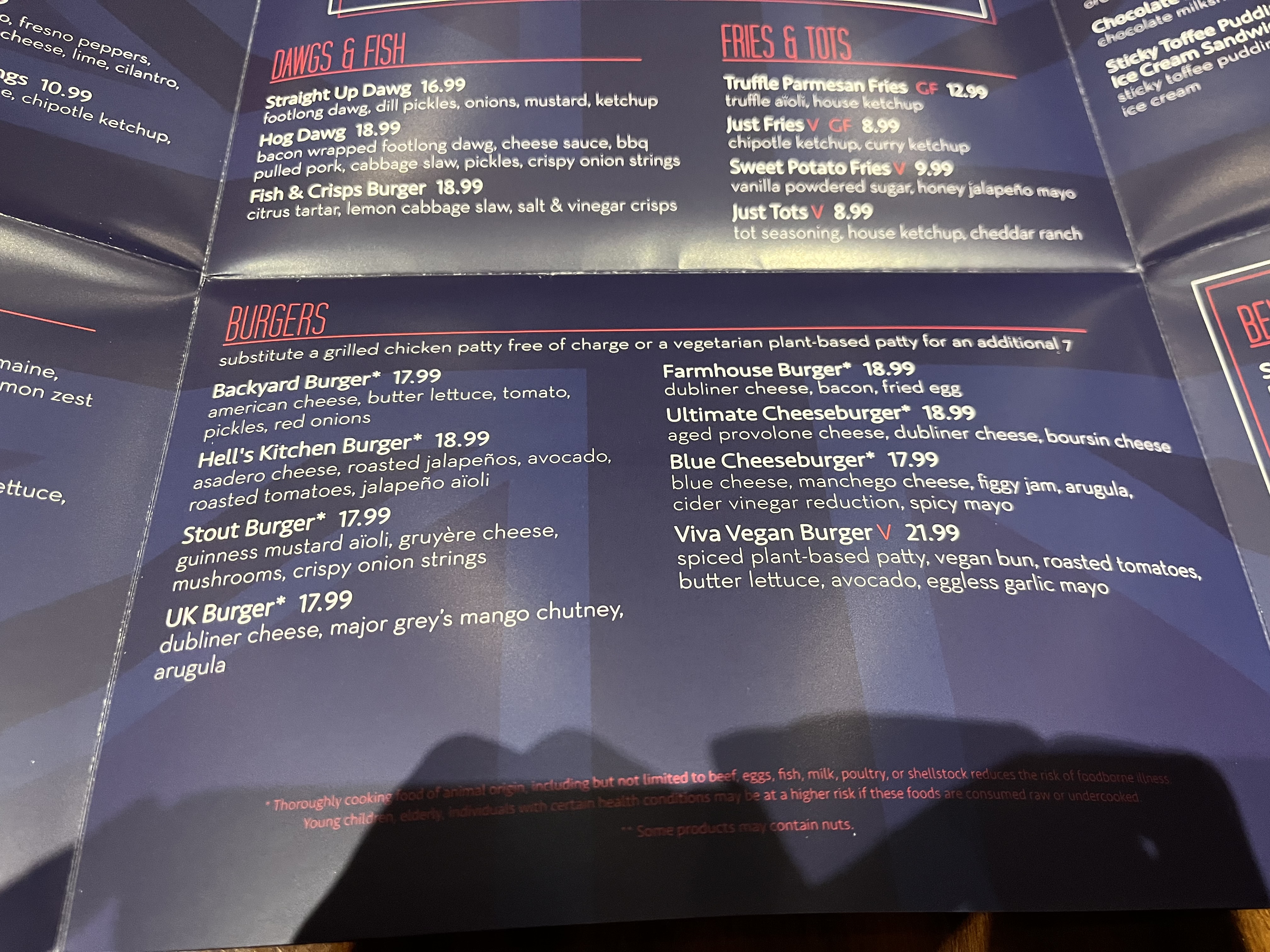 고든램지 버거 메뉴