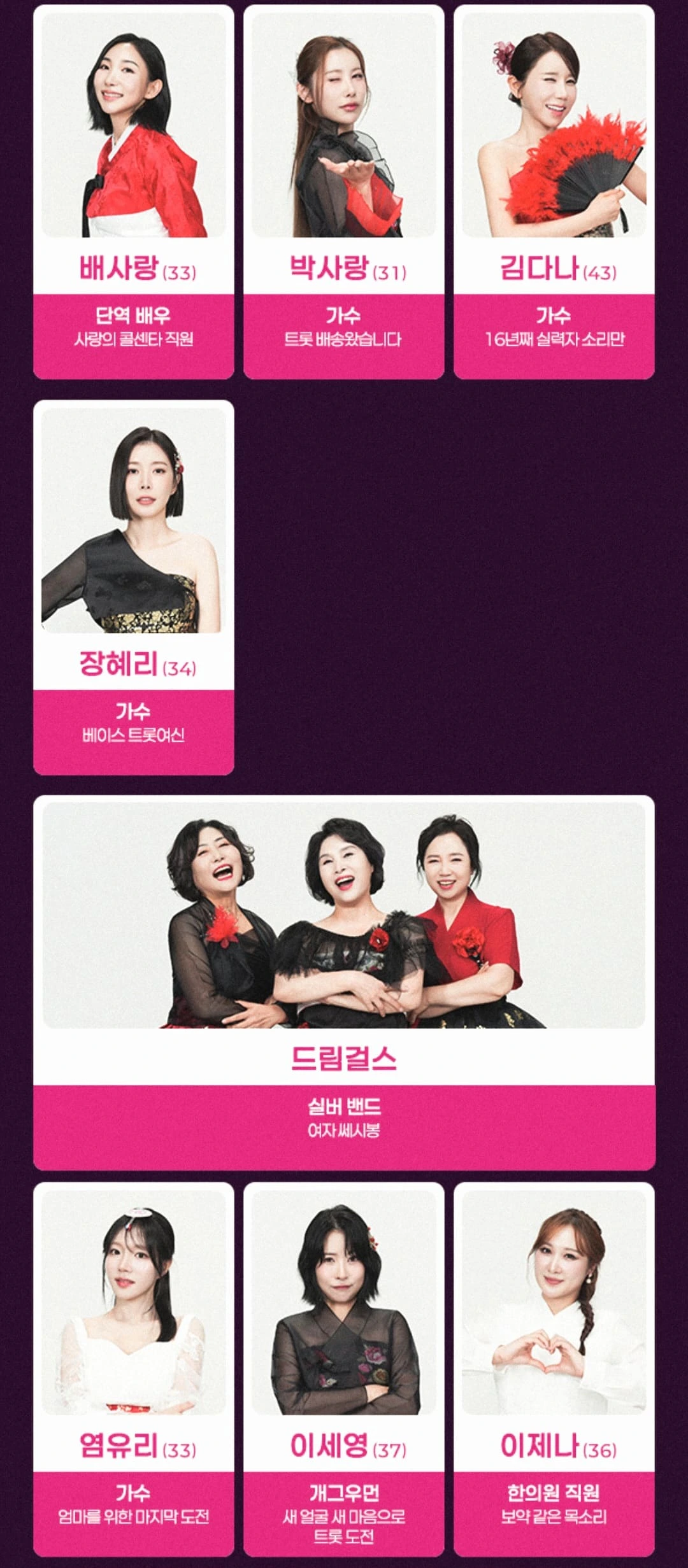 미스트롯 4 참가자 라인업