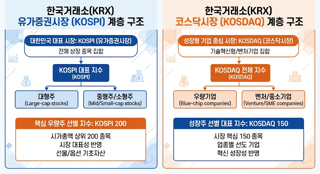 코스피와 코스피200, 코스닥과 코스닥150의 차이