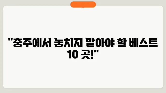 충주 가볼만한곳 베스트10