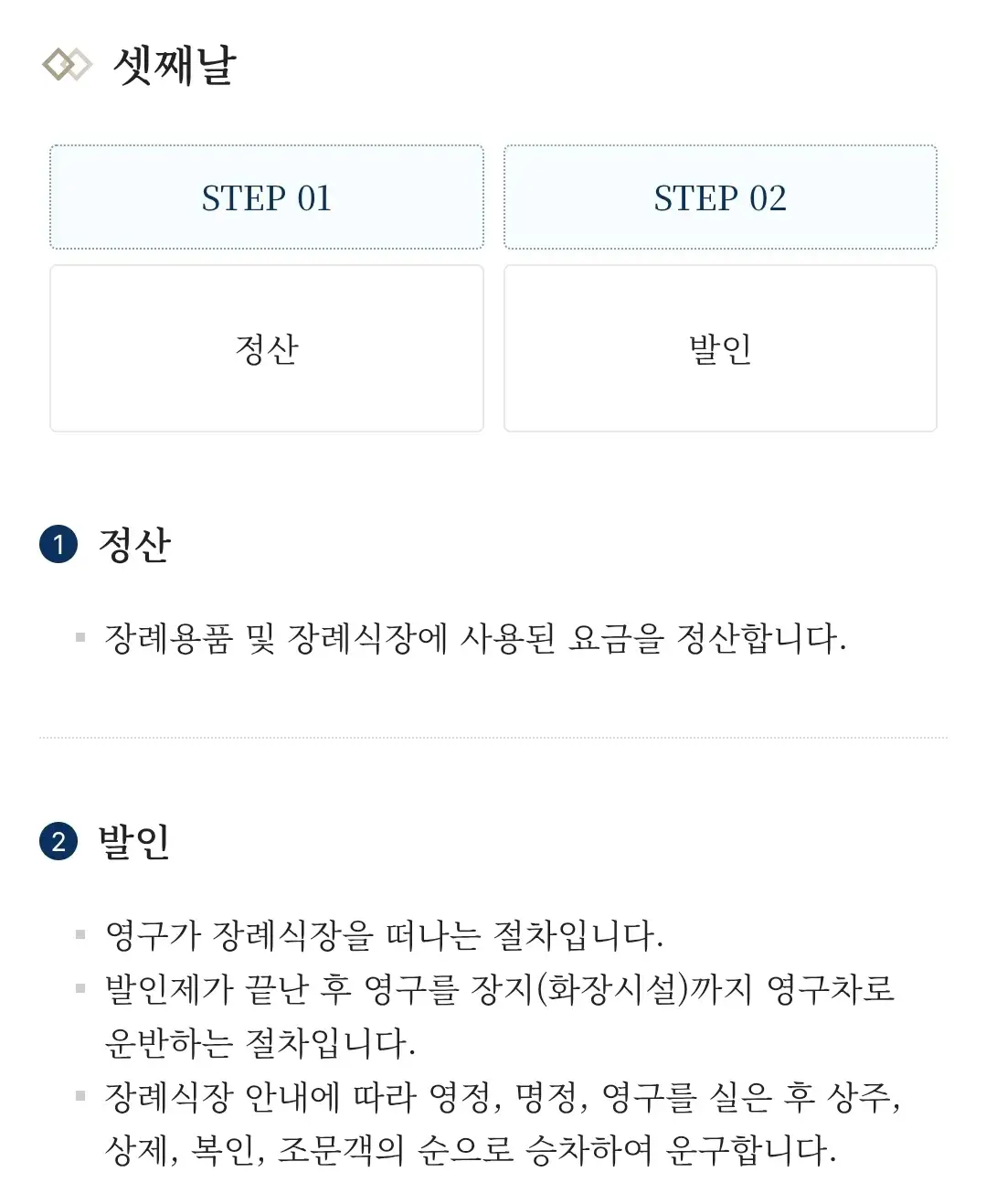 장례식 첫째날, 둘째날, 셋째날 날짜별 장례절차 순서 안내